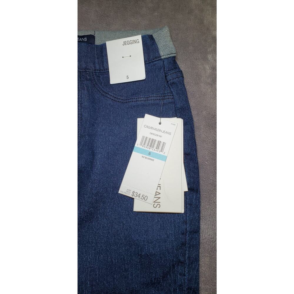 Calvin Klein Jeans Jegging Sz 5 For Kids Blue With Elastic Waist stretch C8 - Picture 2 of 9